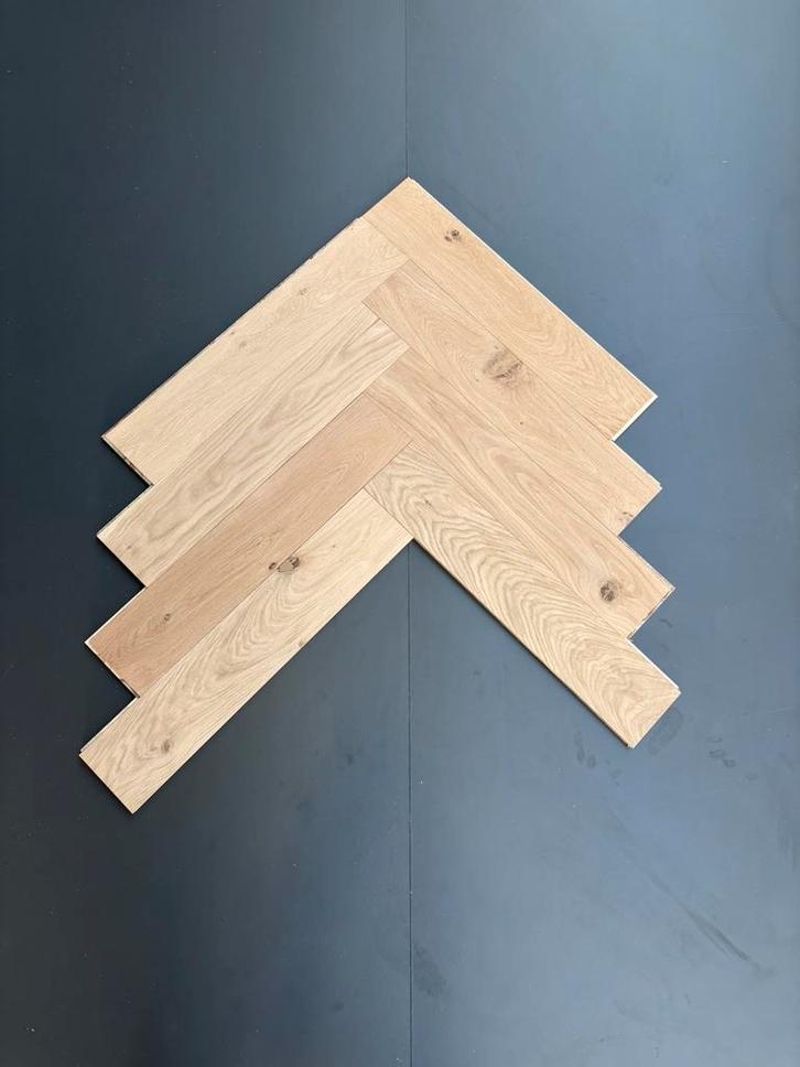 Eiken houten visgraat vloer €43,5 inc btw 12x60 parketvloer, Doe-het-zelf en Verbouw, Vloerdelen en Plavuizen, Zo goed als nieuw