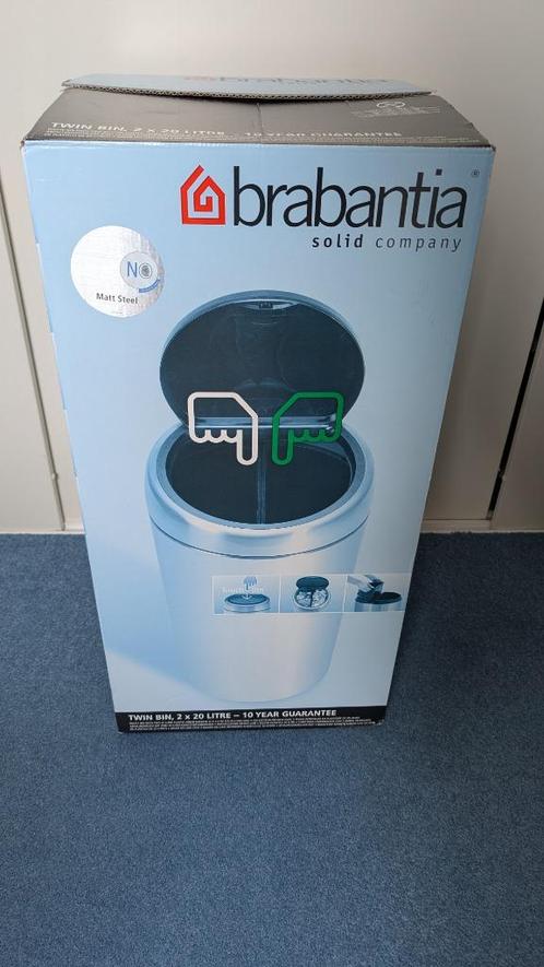 Brabantia Twin Bin 2x20L – Nieuw in doos, Huis en Inrichting, Woonaccessoires | Prullenbakken, Nieuw, Minder dan 50 cm, 30 tot 40 liter