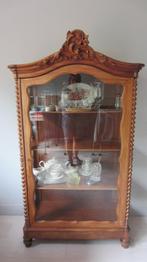 Oude mahonie houten vitrinekast met kuif / vitrine kast, Antiek en Kunst, Ophalen
