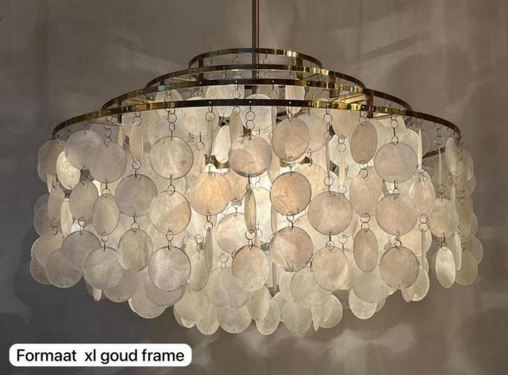 super aanbieding ! 3 jarig bestaan capiz schelpen lampen, Huis en Inrichting, Lampen | Hanglampen, Minder dan 50 cm, Glas, Ophalen of Verzenden