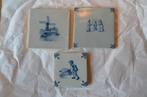 3 Blauwe Hollandse tegels, 20e eeuw., Antiek en Kunst, Antiek | Wandborden en Tegels, Ophalen of Verzenden