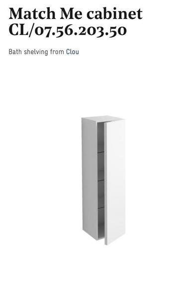 Clou Match Me Badmeubelkast Hoog 40x42x151 cm Hoogglans Wit beschikbaar voor biedingen
