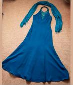 Mooie Jurk met Sjaal voor diverse gelegenheden kleur petrol, Kleding | Dames, Ophalen of Verzenden, Zo goed als nieuw, Maat 42/44 (L)