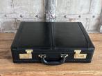Zwarte koffer attaché koffer - aktetas - zwart leer, Sieraden, Tassen en Uiterlijk, Koffers, Ophalen of Verzenden, Leer