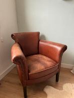 Cognac leer feateuiltje klein maatje compact chesterfield, Huis en Inrichting, Fauteuils, Ophalen, Gebruikt, 75 tot 100 cm, Leer