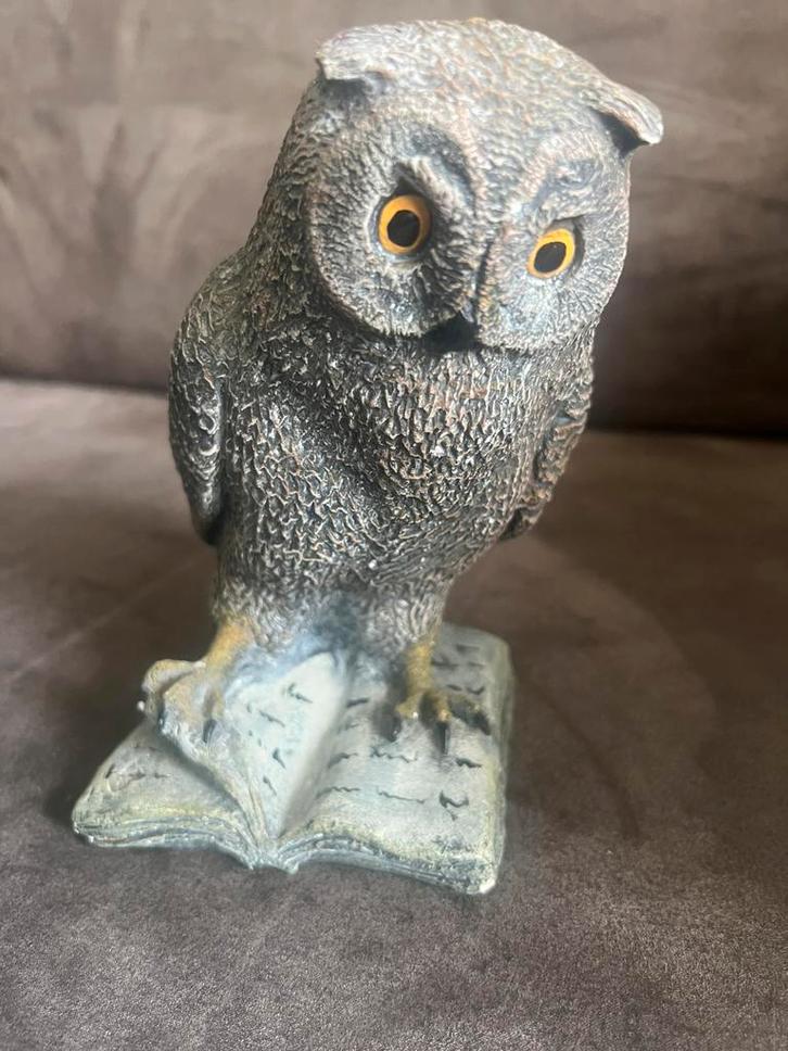 Vintage Beeldje Uil jaren 70 Polyresin., Verzamelen, Beelden en Beeldjes, Gebruikt, Dier, Ophalen of Verzenden