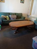 massief houten Salon tafel, Ophalen, Gebruikt, 100 tot 150 cm, Rechthoekig met afgeronde hoeken