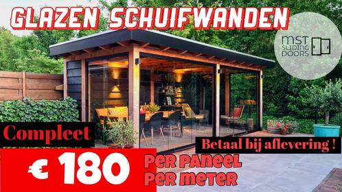 Glazen schuifwanden - Nu €180 per meter compleet WINTER SALE, Tuin en Terras, Overkappingen, Nieuw, Ophalen of Verzenden