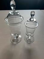 Leuk setje glazen potten op voet met deksel, Ophalen