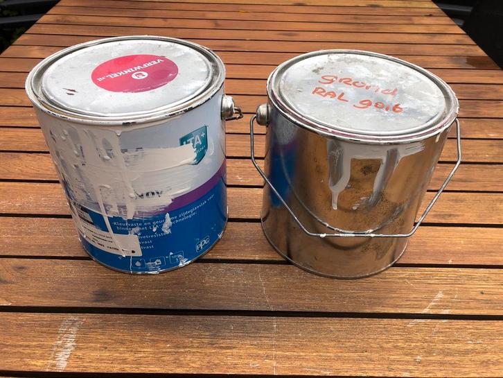 2x Sigma S2U Nova Satin RAL 9016 grondverf en aflak, Doe-het-zelf en Verbouw, Verf, Beits en Lak, Gebruikt, Verf, Minder dan 5 liter