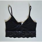 Zwarte crop top met kant van H&M maat S, H&M, Verzenden, Zwart, Nieuw