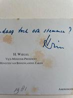 Hans Wiegel, druk gesigneerde kaart, 1981, Gebruikt, Ondbekend, Onbekend, Ophalen of Verzenden