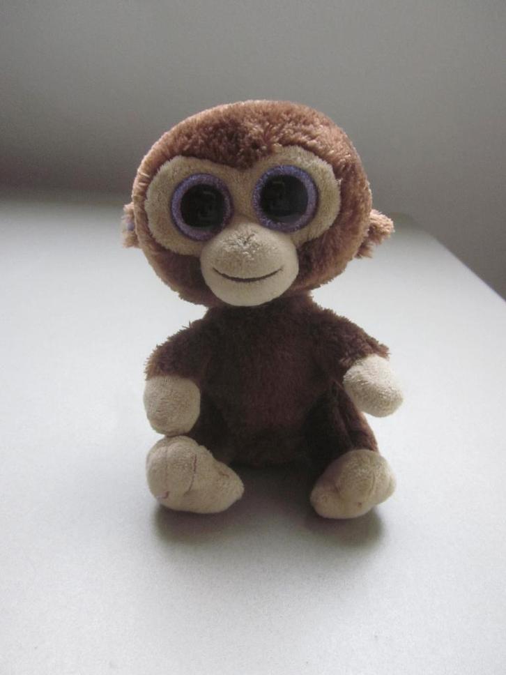 TY bruin - lichtbruin zacht pluche aap knuffel Coconut paars, Kinderen en Baby's, Speelgoed | Knuffels en Pluche, Zo goed als nieuw