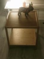 Prachtige bamboe houten bijzettafel, Vierkant, 55 tot 75 cm, Zo goed als nieuw, Hout