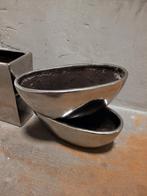 T.k. 3 x zilverkleur bloempotten., Tuin en Terras, Bloempotten, Ophalen, Gebruikt, Overige vormen, Metaal