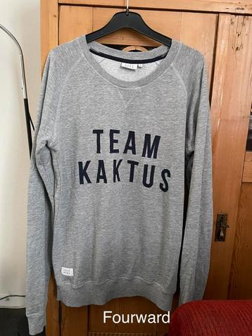 Sweater trui four ward katoen lichtgrijs tekst blauw 38/40 M beschikbaar voor biedingen