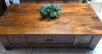 Grote teak houten salontafel met 2 lades / 155 x 80 cm., Huis en Inrichting, Tafels | Salontafels, Ophalen, Gebruikt, Teakhout