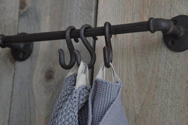 Kapstok-Handdoekenrek Met Haken - Gietijzer Bruin - Klein, Huis en Inrichting, Woonaccessoires | Kapstokken, Nieuw, Wandkapstok