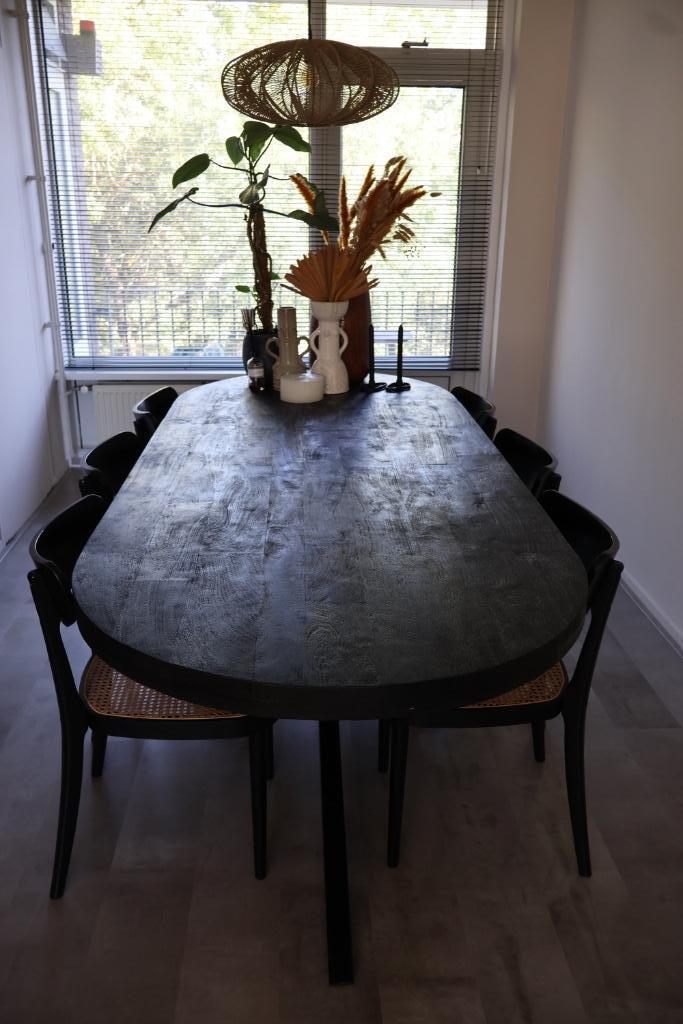 Eettafel Barn Ovaal Zwart – 240 cm (Giga Meubel), Huis en Inrichting, Tafels | Eettafels, Gebruikt, 100 tot 150 cm, 200 cm of meer