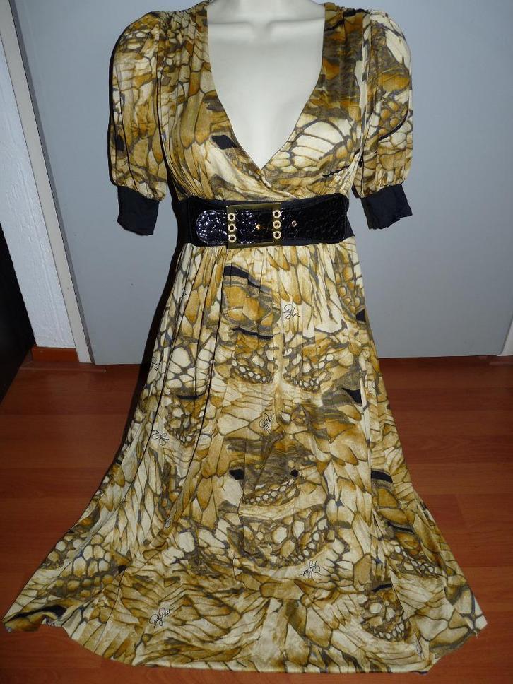 Babyphat sexy goudgele jurk met pofmouwen - XS, Kleding | Dames, Jurken, Zo goed als nieuw, Maat 34 (XS) of kleiner, Geel, Ophalen of Verzenden