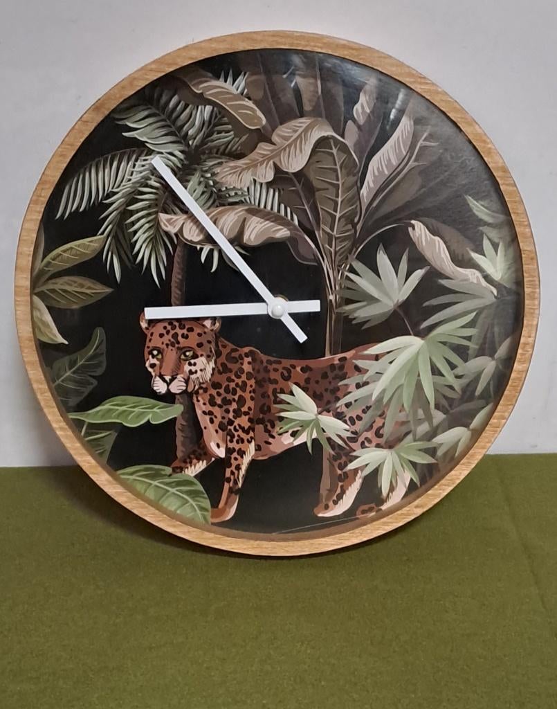 Jungleklok / kinderklok / wandklok, Huis en Inrichting, Woonaccessoires | Klokken, Gebruikt, Wandklok, Analoog, Ophalen of Verzenden