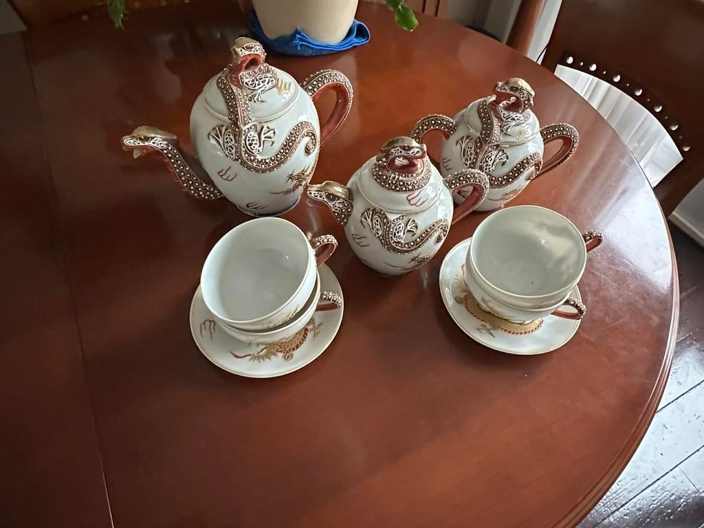 Prachtig  vintage Moriage Dragonware theeservies, Ophalen of Verzenden, Gebruikt, Porselein, Overige typen