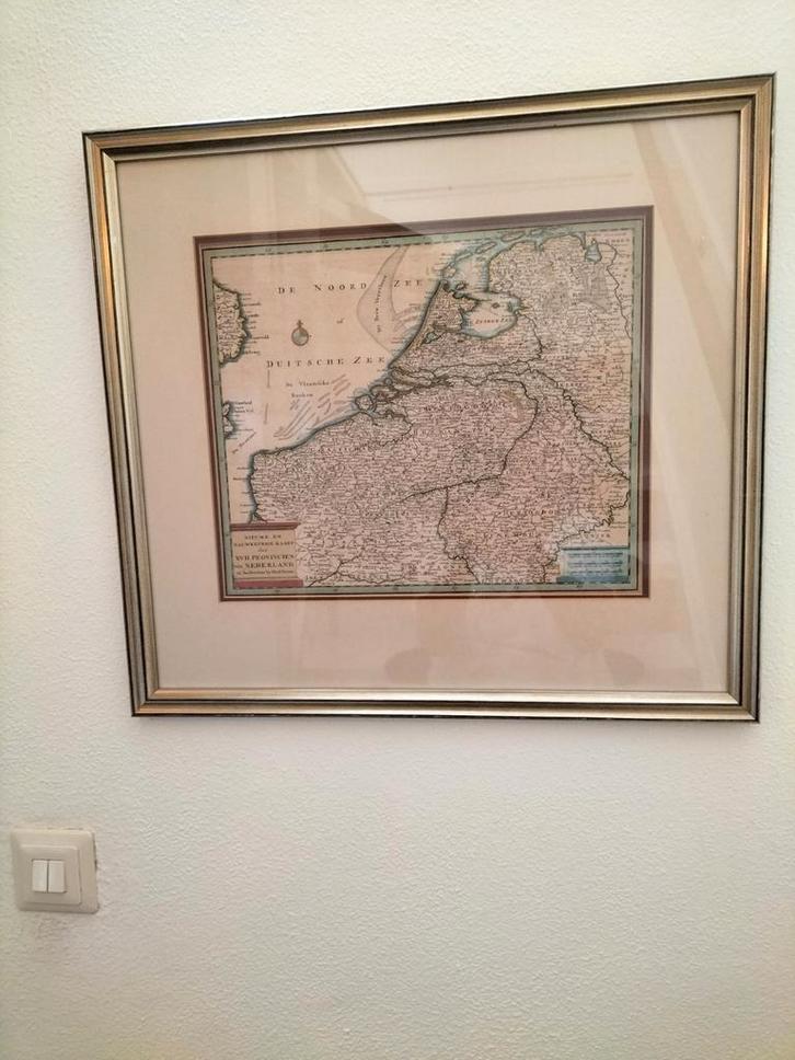 Bijzondere Antieke Tirion Kaart +bijp op maat gemaakte Lijst, Antiek en Kunst, Kunst | Schilderijen | Klassiek, Ophalen of Verzenden