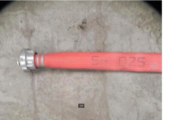 Brandslang Rood Plat oprolbaar 25mm 5m, Tuin en Terras, Tuinslangen, Gebruikt, Tuinslang, Ophalen