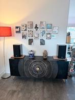 Prachtig handgemaakt dressoir z.g.a.n. zwart, mangohout, Ophalen, 150 tot 200 cm, Zo goed als nieuw, 25 tot 50 cm