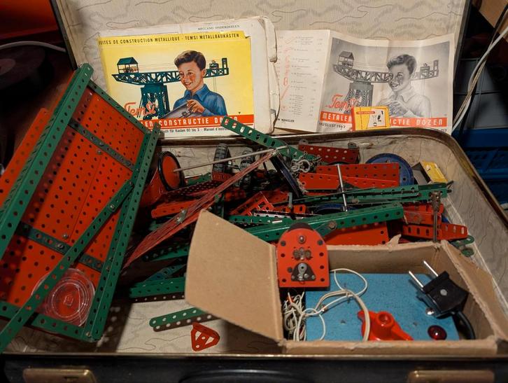 Temsi / Mecanoo metalen constructie materiaal jaren 60, Kinderen en Baby's, Speelgoed | Bouwstenen, Gebruikt, Ophalen