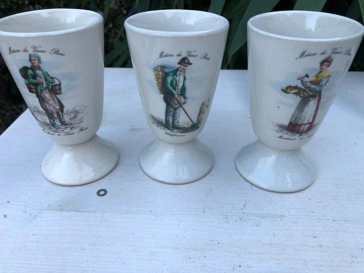 Antiek Frans Porselein Les Metiers - 3 Stuks, Antiek en Kunst, Antiek | Keramiek en Aardewerk, Ophalen of Verzenden