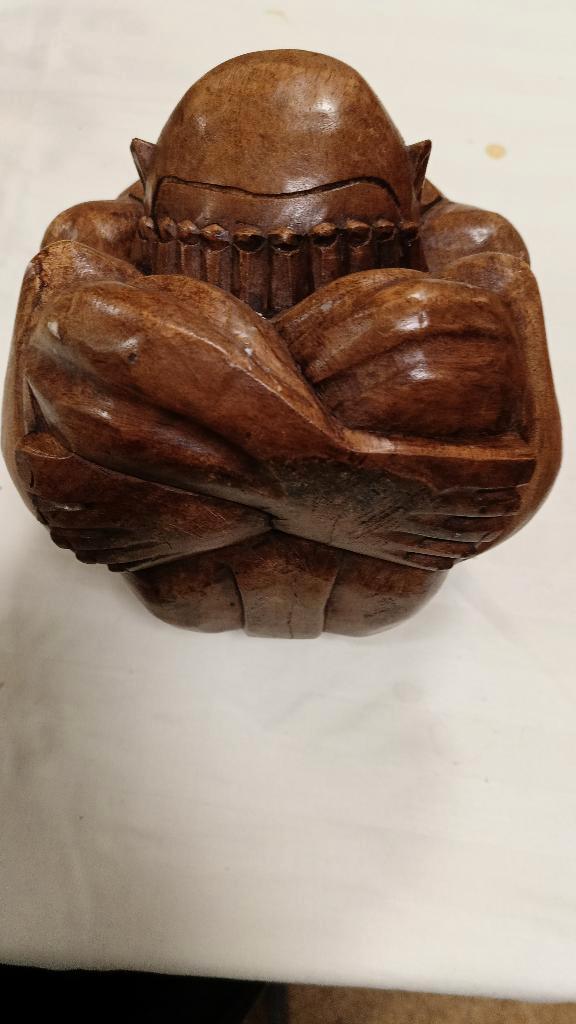 Groot houten Yogiman / Weeping Buddha beeld, Huis en Inrichting, Woonaccessoires | Boeddhabeelden, Zo goed als nieuw, Ophalen of Verzenden