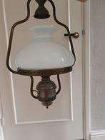 Tinnen hanglamp met glazen kap, Antiek en Kunst, Ophalen