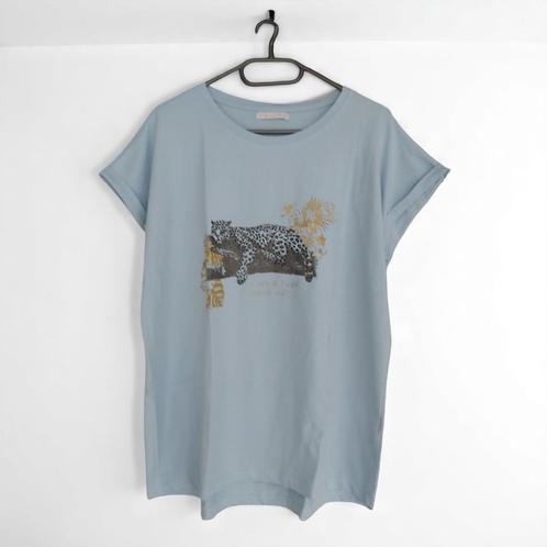 T-shirt getailleerd blauw glitter luipaard 4XL/48, Kleding | Dames, Grote Maten, Nieuw, Shirt of Top, Blauw, Ophalen of Verzenden