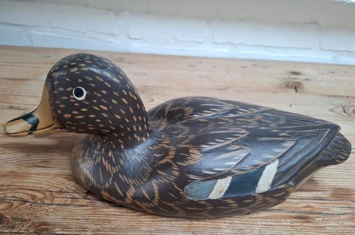 Grote oude handgemaakte houten lokeend, Antiek en Kunst, Curiosa en Brocante, Ophalen of Verzenden