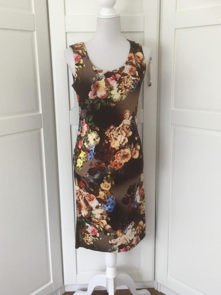Geisha bruine mouwloze bloemen en engeltjes jurk, maat S, Kleding | Dames, Jurken, Gedragen, Maat 36 (S), Bruin, Boven de knie