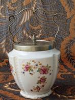Porselein en silverplate antieke dekselpot uit Engeland 1900, Antiek en Kunst, Ophalen of Verzenden