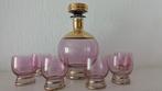 Franse Retro Vintage lila/paars goud glazen karafet glazen, Ophalen of Verzenden, Zo goed als nieuw, Overige typen