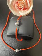 Antiek setje bloedkoraal ketting plus armband gratis zakje, Ophalen of Verzenden, Zilver, Ketting