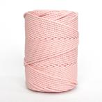 4 mm 3-ply twisted macrame touw Rose Quartz katoen 1 kilo, Nieuw, Ophalen of Verzenden