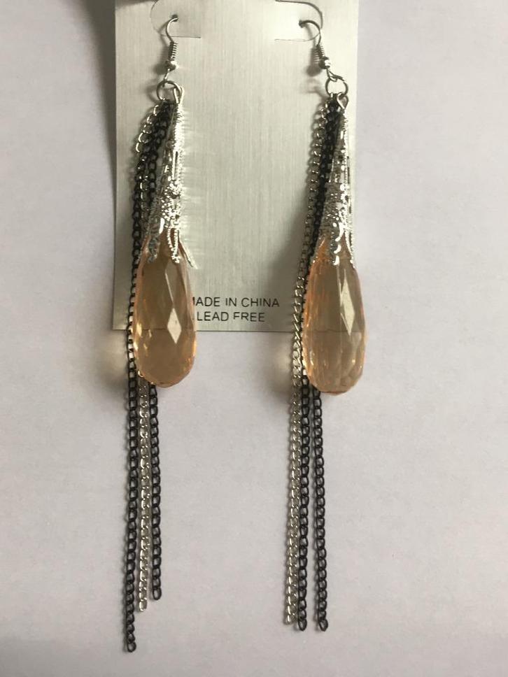 Champagne kleurige pegel kettinkjes hang oorbellen, Sieraden, Tassen en Uiterlijk, Oorbellen, Nieuw, Hangers, Overige materialen
