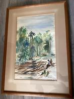 Aquarel van Nola Hatterman - Surinaams Landschap, Ophalen of Verzenden