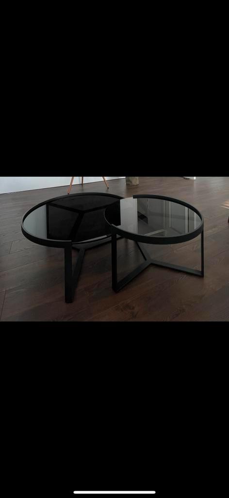 Aula tweedelig glazen salontafel, Huis en Inrichting, Tafels | Salontafels, Zo goed als nieuw, Minder dan 50 cm, 50 tot 100 cm