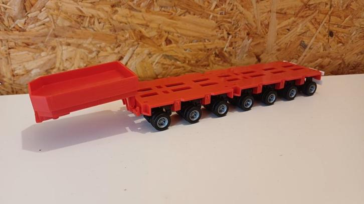 Herpa Goldhofer THP dieplader 7 as lijnen rood, Hobby en Vrije tijd, Modelauto's | 1:87, Nieuw, Bus of Vrachtwagen, Herpa, Ophalen of Verzenden