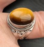 tijgeroog ring maat 18,75, Sieraden, Tassen en Uiterlijk, Ringen, 18 tot 19, Bruin, Verzenden, Nieuw