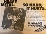 Paginagrote A4 advertentie SCORPIONS Tokyo Tapes release, Ophalen of Verzenden