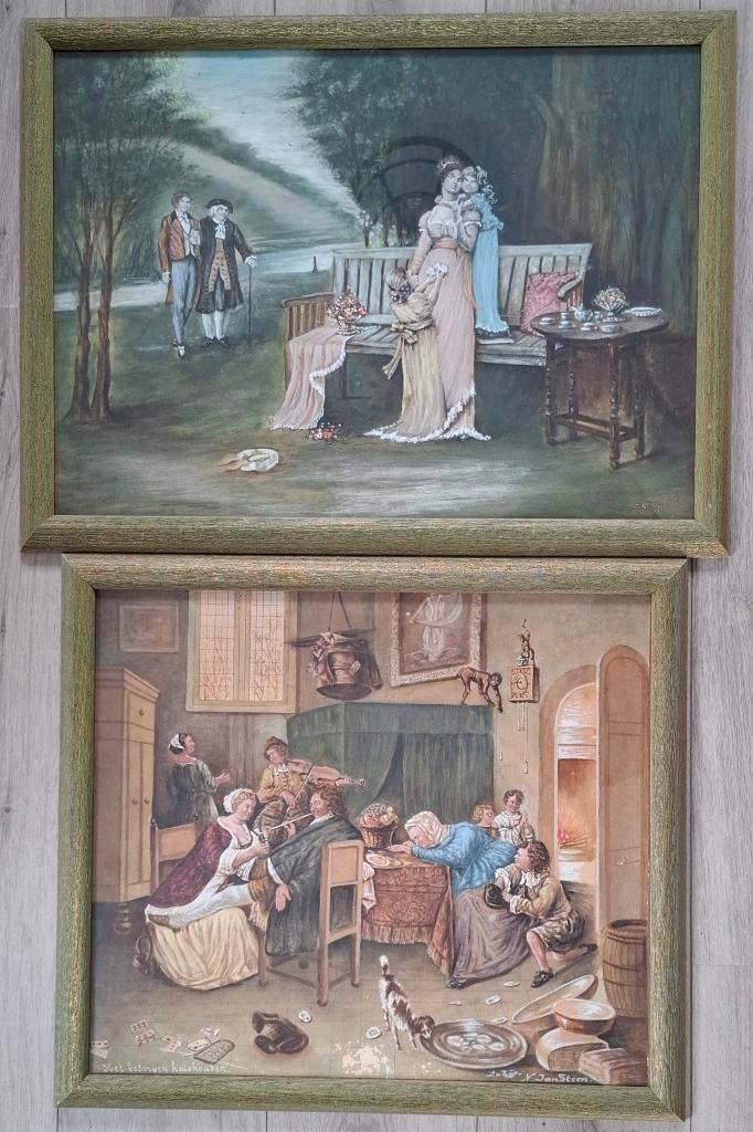 2 pastel/krijttekeningen J. Van Lijf, mooi ingelijst., Antiek en Kunst, Kunst | Schilderijen | Klassiek, Ophalen