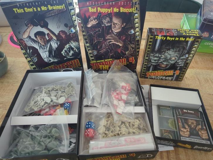 Zombies!!! Second edition Director's Cut met uitbreidingen, Hobby en Vrije tijd, Gezelschapsspellen | Bordspellen, Gebruikt, Een of twee spelers