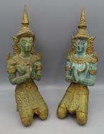 2 Thaise Tempelwachters Thephanoms brons beelden 18 cm, Huis en Inrichting, Woonaccessoires | Boeddhabeelden, Ophalen of Verzenden