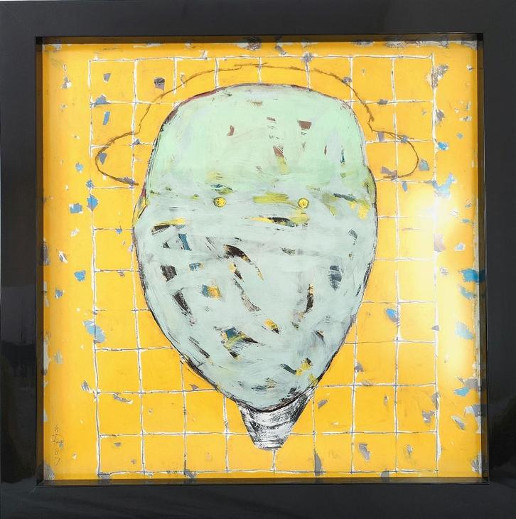 Herman Damen – Zonder titel (1987) – professioneel ingelijst, Antiek en Kunst, Kunst | Schilderijen | Abstract, Ophalen of Verzenden